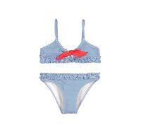 YSABEL MORA. Bikini Bambina con Fiocco E Arricciature, Fantasia A Righe. Costume Due Pezzi Infantile con Volant Ondulato E Motivo A Righe.