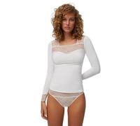 YSABEL MORA - Camiseta Manga Larga Encaje Escote y puños Marfil