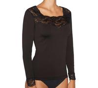 YSABEL MORA T-Shirt Termica Nera in Pizzo a Maniche Lunghe