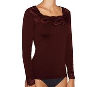 YSABEL MORA T-Shirt Termica in Pizzo Bordeaux a Maniche Lunghe