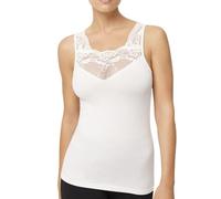 YSABEL MORA Canotta Termica con Pizzo Canotta con Pizzo sullo Scollo e sulla Schiena Colore Bianco. Intimo Seducente, Ideale Anche Come Sottogiacca. Bianco