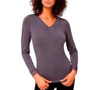 YSABEL MORA - Maglia termica Collo a V Pizzo Manica Lunga Nero, blu, XXL