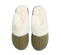 YSABEL MORA Pantofole da casa con pelo verde, comfort e calore massimo per l'inverno, morbido effetto camoscio, fodera interna in peli, design elegante e accogliente, ideali per mantenere i piedi
