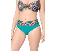 YSABEL MORA. Slip Bikini Modellante Vita Alta Foglie. Compressione Forte Addome, Definisce Silhouette con Comfort Ed Eleganza. Collezione Turquoise.
