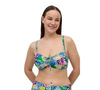 YSABEL MORA Top Bikini Reductor Estampado Tropical con Coppe C e E, Sostegno con ARO, Senza Imbottitura, Spalline Regolabili, Chiusura a Gancio, Abbigliamento Comodo e Adattabile.