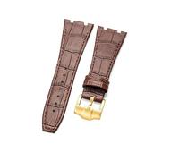 YSABVCP Adatto for Audemars Piguet 15400 Adatto for Royal Oak Series Cinturino for orologio in pelle di vitello Bracciale in pelle da uomo Interfaccia concava 26 mm(Brown Brown-GD-K13)
