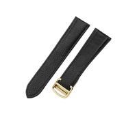 YSABVCP Adatto for Cartier 16 17 20 22 23 mm da uomo e da donna, cinturino in pelle morbida con fibbia pieghevole in acciaio e motivo lichee.(Black-Golden-Z4,20mm)