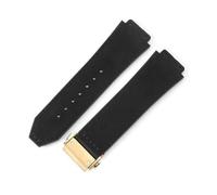 YSABVCP Cinturino for Orologio in Pelle smerigliata in Silicone da Uomo Adatto for Hublot 26 * 19 mm(Black-Golden-Z2)