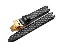 YSABVCP Cinturino for Orologio in Vera Pelle Adatto for Versace Micro, Morbido e Confortevole, interfaccia Femminile a Forma di U, Accessori for Cinturino for Orologio da 16 mm(Black-Golden-B1)