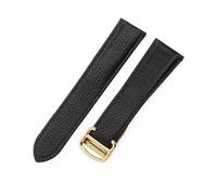 YSABVCP for Cartier Tank London Solo Uomo Donna Acciaio Fold Buckle Morbido Modello Lichee Cinturino in Vera pelle16 17 20 22 23mm Polsino(Black-Gold-Z4,16mm)