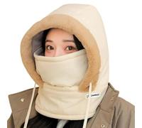 Ysaca Cappello termico imbottito con maschera per il viso per uomo e donna, 3 in 1, caldo passamontagna in pile, antivento, cappello da sci e sciarpa per il freddo, per sport all'aria aperta, Beige