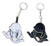 Ysaca Portachiavi interattivo a forma di gatto, divertente ciondolo a forma di gatto che gioca con le sue palle rotanti, portachiavi creativo estraibile, regalo per gli amanti dei gattini, nero +