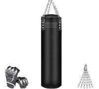 Ysaca Sacco da boxe da allenamento, sacco pesante da boxe per adulti, senza imbottitura, con guanti, catena, gancio da soffitto, per MMA, Muay Thai, karate, taekwondo (180 cm)