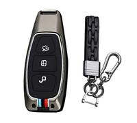 Ysbxitu Custodia per chiave auto in metallo e silicone compatibile con Ford Fiesta Focus Kuga Mk2 Mk3 Puma Mondeo C-max Ecosport Custodia Antipolvere Guscio Chiave C Nero