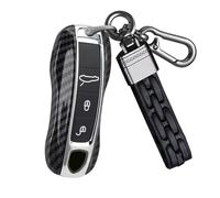 Ysbxitu Custodia per chiave auto per Porsche 911, adatta per Porsche Cayenne Panamera 911 971 9YA Macan Boxster Carrera Taycan 971 911 in fibra di carbonio texture chiave