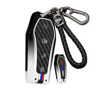 Ysbxitu Custodia per chiave in metallo e silicone, adatta per BYD Han Ev Tang Dm Qin Plus Song Pro / MAX Yuan ATTO 3 Delfino texture in fibra di carbonio