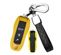 Ysbxitu Custodia per chiave Porsche, con 4 tasti, adatta per Cayenne Panamera 911 971 9YA Macan Boxster Taycan Carrera, telecomando Smart Key Shell Cover in giallo