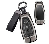 Ysbxitu Custodia per chiavi in pelle compatibile con Ford Fiesta Focus Kuga Mk2 Mk3 Puma Mondeo C-max Ecosport cover per chiavi antipolvere per auto, bicicletta e viaggio B nero