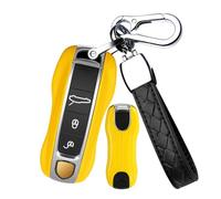 Ysbxitu Custodia portachiavi in ABS, adatta per Porsche Cayenne Panamera 911 971 9YA Macan Boxster Carrera Taycan elegante e pratico telecomando senza chiave in giallo
