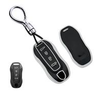 Ysbxitu Portachiavi in TPU da uomo adatto per Porsche Macan 4 EV Electric Modello 2024 2025 Taycan 2022 - Custodia per chiavi elegante e pratica per auto, bicicletta e viaggio, A nero, A Schwarz