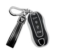 Ysbxitu Portachiavi in TPU da uomo adatto per Porsche Macan 4 EV Electric Modello 2024 2025 Taycan 2022 - Custodia per chiavi elegante e pratica per auto, bicicletta e viaggio, B nero, B Schwarz