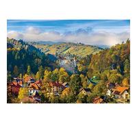 YSCOLOR Diamond Painting Kit Di Pittura Diamante Fai Da Te 5D Per Adulti Vista Panoramica Su Dracula Castello Medievale Crusca Stagione Autunnale Europa Castello Storico Dipinti Di Viaggio 30x40cm