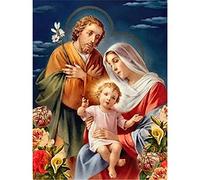 YSCOLOR Diamond Painting Pittura Diamante 5D Fai Da Te Religione Gesù Cristo Kit Sacra Famiglia Per Adulti E Bambini Pieno Trapano Rotondo Strass Pittura Ricamo 30x40cm