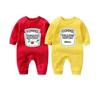 YSCULBUTOL Baby Body Yummz Pomodoro Ketchup Senape Rosso Giallo Gemelli Set Ragazzi Ragazze Vestiti Twins Baby Abiti, Multicolore 3, 0-3 mesi