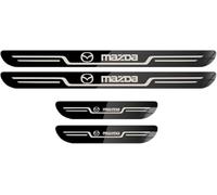 YSDCIKM 4 Pezzi Protector Umbral Puerta Coche per Mazda 3 Fastback 2003-2022 2023 2024 2025, Protezione per Pedali AntiGraffio in Acciaio Inox, Protezione Benvenuto Pedaliera,Black