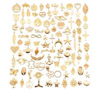 YSDINK Set di 100 ciondoli per gioielli fai da te, ciondoli misti per collane, bracciali, orecchini, artigianato vintage, ideali per creazione di gioielli, ciondoli in stile estetico, Petit, Zinco