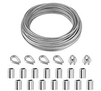 YSDMY 21 Pezzi Cavetto in Acciaio inossidabile Kit 10M corda cavo acciaio per cavo da giardinaggio, sospensione per lampade da esterno