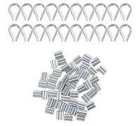 YSDMY 70 Pz Kit Fune Cavo Con 2mm Ditale Per Cavo Acciaio, Ditali Per Funi Metalliche e M2 Ghiere In Alluminio Morsetti Per Cavo, Per Sartiame in Fune Metallica