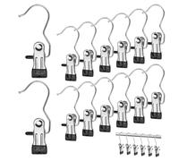 YSDMY Ganci per Bucato 24 Pezzi Grucce Ganci a Clip Girevole a 360° Ganci per Lavanderia Portatili，Mollette Appendiabiti in Acciaio Inox Ganci con Pinza da Appendere,Appendini per Pantaloni
