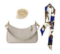 YSDYY 1 Borsa Bianca E 1 Sciarpa Decorativa, Borsa A Tracolla Semplice E Versatile, Borsa Per Pendolarismo In Pelle Pu, Collettore Retrò.