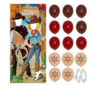 YSDYY 1 Pezzo di Background di Denim, 14 Pezzi di Palloncini E 1 Band di Ruolo, Decorazioni Creative, Forniture per Feste per Argomenti di Denim, Oggetti di Scena Fotografici.