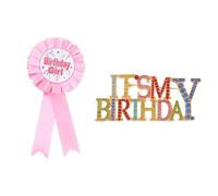 YSDYY 1 Pezzo di Spilla in Metallo E 1 Pezzo di Badge di Compleanno, Spilla di Compleanno, Spilla Brillante, Accessori per Abbigliamento per Ragazze, Decorazioni per Feste.