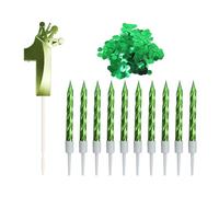 YSDYY 1 Pezzo Numero 1 Candela, 10 Pezzi di Candela Filo E Coriandoli 10G, con Kit A Corona, Candela per Torta di Compleanno, Paillettes Rotonde -Confetti, Decorazioni per Feste.