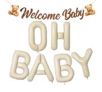 YSDYY 1 Set Baby Brevi Palloncini E 1 Pezzo di Orso Che Tira Bandiera, Decorazione per Feste di Compleanno, Combinazione di Palloncini per Briefing per Film in Alluminio, Disposizione del Neonato.
