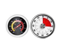 YSDYY 1 Termometro al Forno E 1 Timer, Termometro Resistente alla Temperatura Ad Alta Temperatura, Strumento di Griglia, Timer Meccanico del Mini, Orologio da Cucina in Cucina.