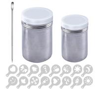 YSDYY 2 Pezzi con Un Distributore di Polvere di Copertura, 16 Pezzi di Profilo del caffè, 1 Pezzo di Ago in Acciaio Inossidabile, Strumenti di Produzione del caffè, Utensili da Cucina.