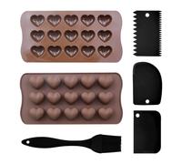 YSDYY 2 Pezzi di Forma di Silicone al Cioccolato A Forma di Cuore, Pennello al Forno A 1 Pezzi, 3 Pezzi di Succhiati Multifunzioni, Accessori per Dessert Fai-da-Te, Possono Produrre Dolci E Gelatine.