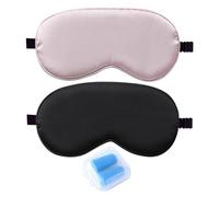 YSDYY 2 Pezzi di Maschera A Occhio di Seta E 1 Paio di Tappi per Le Orecchie, Maschera per Dormire Regolabili, Tappi per Le Orecchie in Silicone Isolati dal Suono.