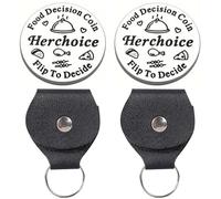 YSDYY 2 Pezzi di Monete Decisionali Alimentari E 2 Pezzi di Stoccaggio, Monete di Cartoni Animati in Acciaio Inossidabile, Monete Divertenti Creative, Regali Carini.