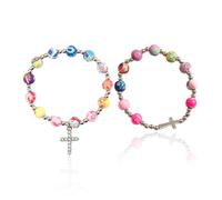 YSDYY 2 Pezzi di Nastri Trasversali, Braccialetti di Perle Colorati, Gioielli Creativi, Gioielli per Ragazze, Regali della Comunità.