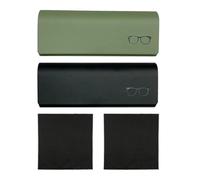 YSDYY 2 Pezzi Occoli Peiglie Pu E 2 Pezzi Di Panno Di Pulizia, Occhiali Semplici, Scatola Di Conservazione Portatile, Accessori Per Occhiali.