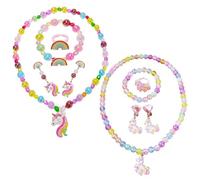 YSDYY 2 Set Di Gioielli Per Bambini Di Cavalli Arcobaleno, Bracciali Colorati, Catene Di Perle Dei Cartoni Animati, Orecchini Da Cartone Animato Dolci, Set Di Gioielli Creativi E Interessanti.