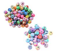 YSDYY 200 Perline Sciolte di Argilla Morbida Colorata da 8 Mm, 20 Perline Sciolte di Argilla Morbida Colorata da 12 Mm, Perline Rotonde Stampate, Accessori per Gioielli per Braccialetti