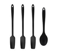 YSDYY 3 Pezzi di Spatola di Marmellata Nera E 1 Pezzo di Apertura di Margheri Neri, Cucchiaio Colorato alla Crema, Spatola da Forno al Silicone, Cucchiaio per Bambini Morbido.