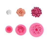 YSDYY 3 Pezzi Fiori Rosa Forma Silicone, Strumento A Forma di Fiore Tridimensionale, Artigianato Artistico Riutilizzabile, Fai-da-Te, Accessori da Forno da Cucina.