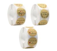YSDYY 3 Rotoli di Adesivi Rotondi di Carta di Potenza, Ringraziamenti Fatti A Mano da -Day, Confezione Regalo, Adesivo per Sigillatura in Stile retrò, Confezione di Adesivi Decorativi.